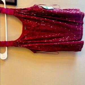 Vince Camuto Sequin Sleeveless Top - Red